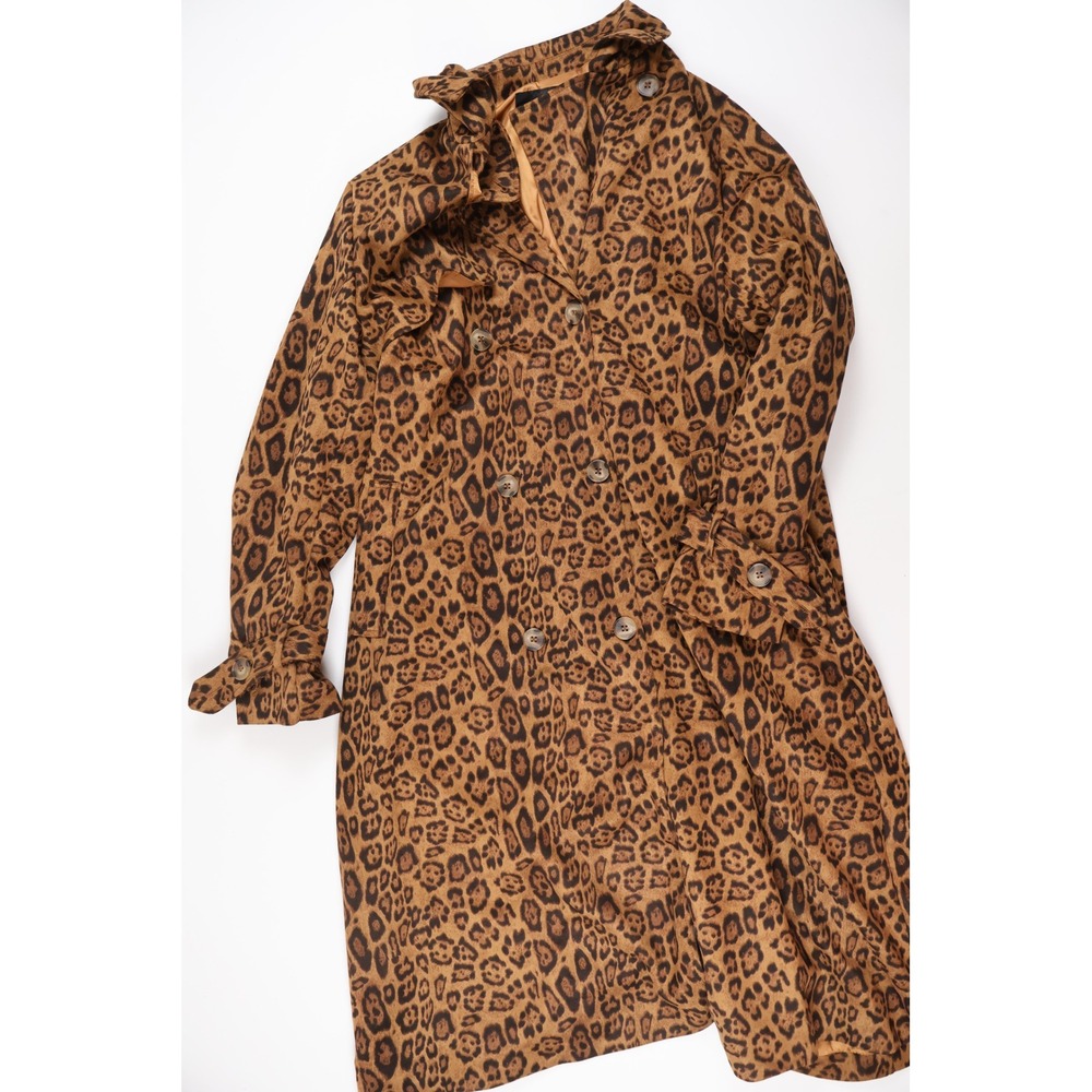 ebossy Trench Coat Leopard Print Brown Animal XXL NWT